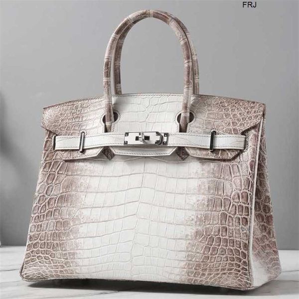 

h ermes birkins bag leather tote h himalayan white luxury pure handmade highgrade crocodile skin female zc original logo have logo frj