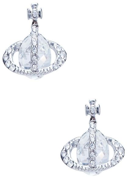 

queen mother of the west pearl earth planet stud earrings gold and silver crystal temperament6855413