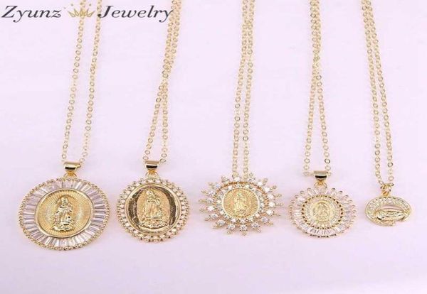 

5pcs gold color jesus mary of virgin design pendant necklace 2106218720049, Silver
