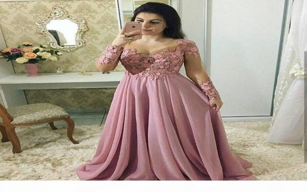 

stunning evening dresses long sleeves sheer jewel neck lace appliqued beaded prom gowns vestidos de fiesta sweep train formal part6535183, Black;red