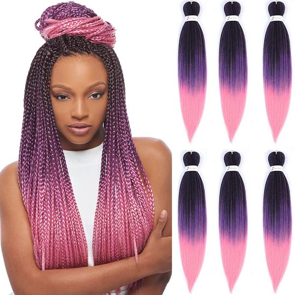

pre stretched braiding hair 26 inch box braid hair naturally twist yaki synthetic hair ombre braiding hair, Black