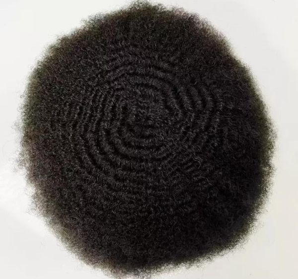 

6mm afro wave human hair full lace toupee for basketbass players and basketball fans indian virgin hairpieces fast express deliver7901265, Black