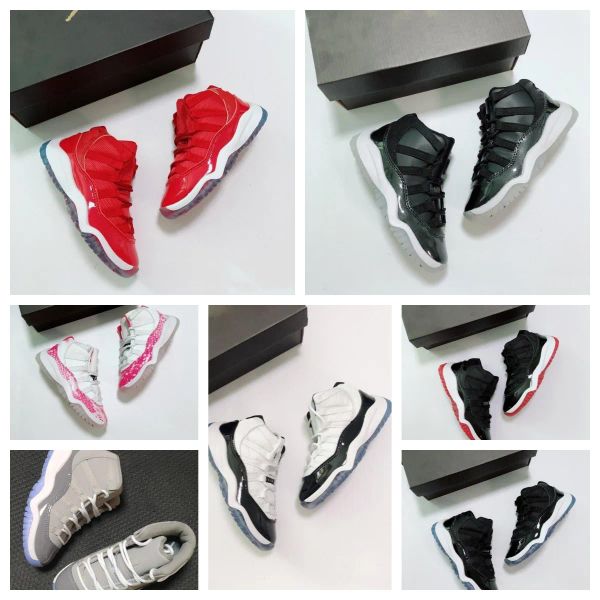 

infant designer kids shoes td cool grey 11 xi sneaker concord space jam metallic silver jumpman 4s ssnakeskin bred legend blue children boys, Black