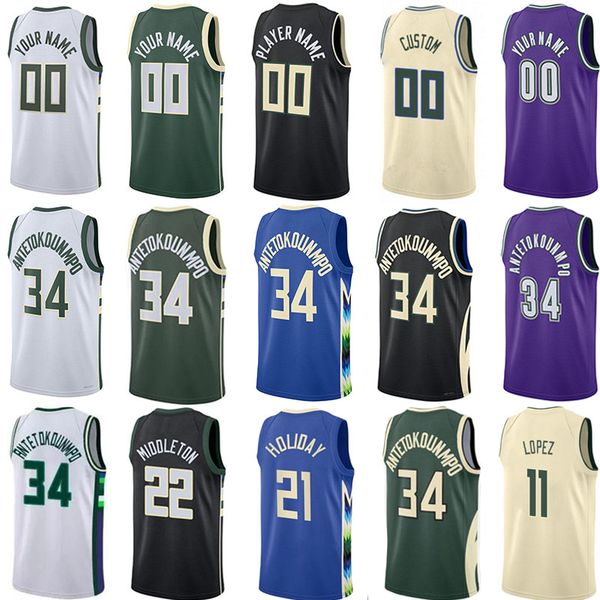

giannis 34 antetokounmpo basketball jerseys khris middleton buck jrue holiday bobby portis jr brook lopez malik beasley grayson allen city j, Black;red