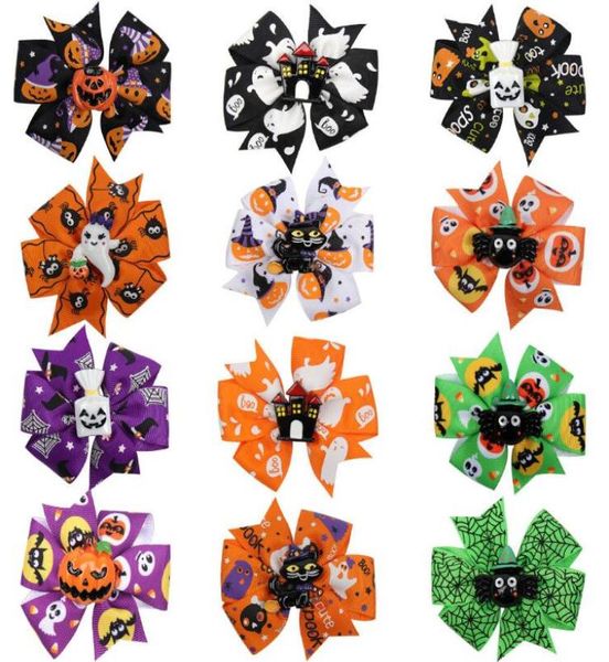 

american halloween childrens pretty cartoon printed hairpins baby girls cute party barrettes kids hair bows gd5899175523, Slivery;white