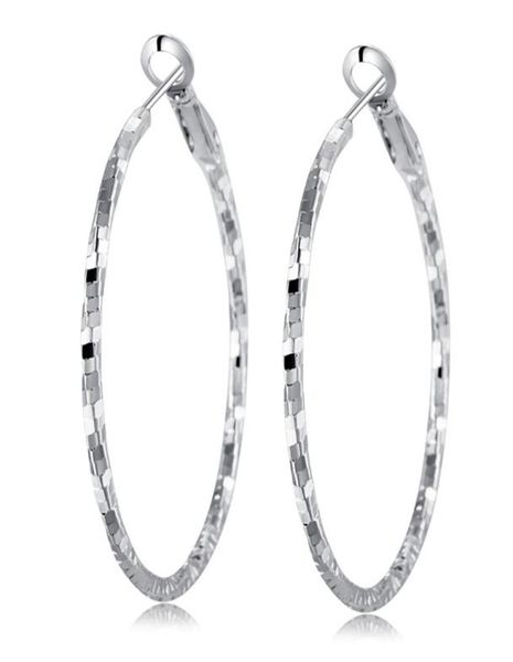 

18k white gold plated shiny big circle earrings hoops for girls women for wedding party er9647622077, Golden;silver