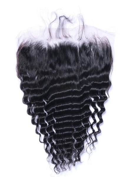 

brazilian deep wave 13x4 lace frontal closures part 100 unprocessed virgin human with baby hair ship4467392, Black;brown