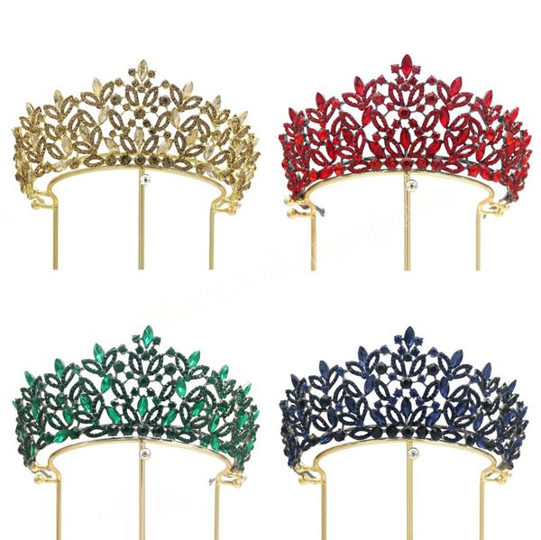 

korean elegant blue sky crystal tiara crown for women girls wedding party luxury bridal hair dress jewelry accessories, Slivery;white
