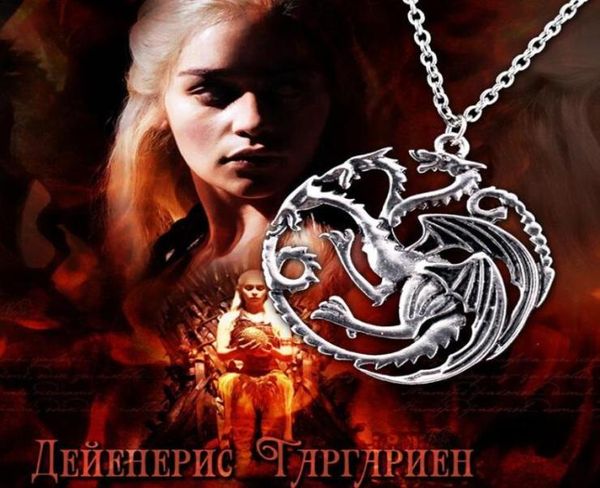 

dragon necklace jewelry daenerys targaryen fire and blood song of ice and fire game dragon badge necklace4455851, Silver