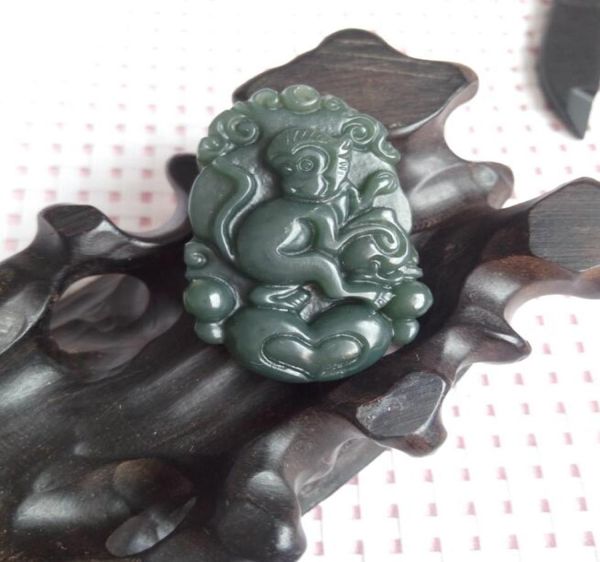 

china039s xinjiang hetian jade zodiac monkey peace pendant with d38104564, Silver