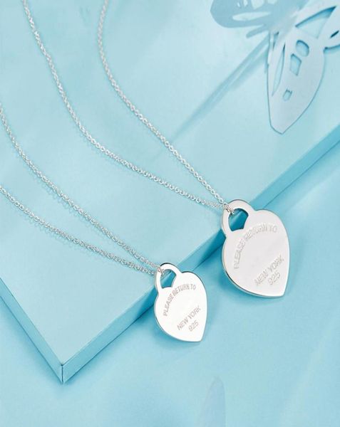 

fashion brand t necklace jewelry heartshaped pendant love necklaces for women039s party wedding gifts whole17116379005767, Silver