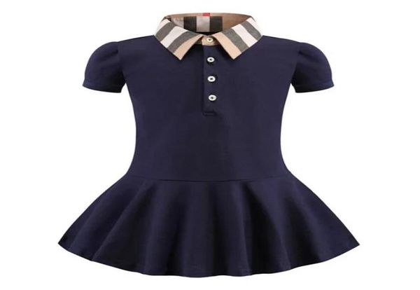 

girls polo dress 2020 ins summer new girls kids short sleeve lapel plaid collar sport styles cotton girl039s dress8550677, Red;yellow