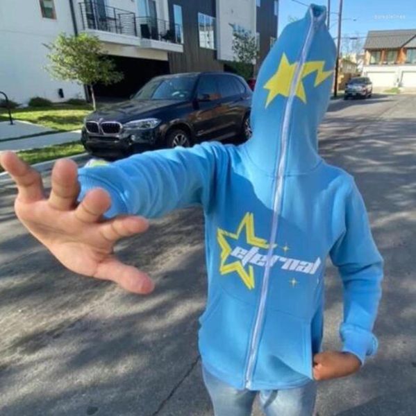 

men039s hoodies streetwear full zip hoodie star letter graphic print long sleeve oversized jacket men women zipup cardigan out2063218, Black