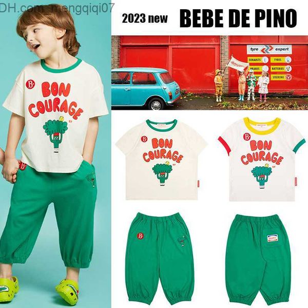 

clothing sets new summer bebe de pino children's t-shirt set cute cauliflower tank boys' t-shirt girls' blue nine pair pants, White