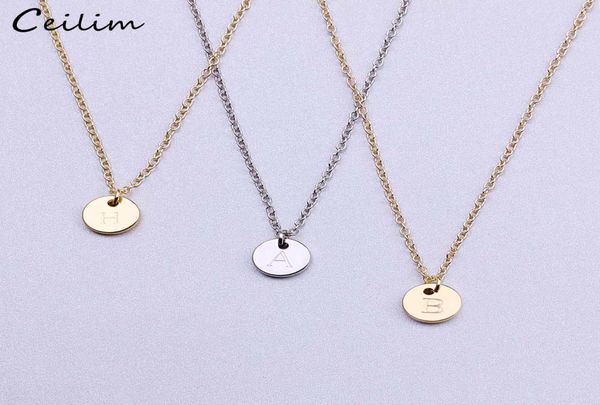 

26 letters initial necklace silver gold color disc necklace alphabet women kolye collier friends family letter necklace jewelry wh5954113