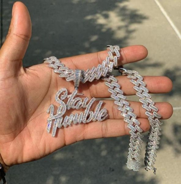 

chokers stay humble pendant necklace full paved out bling 5a cz hip hop rapper men jewelry4477536, Golden;silver
