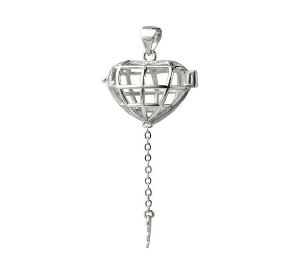 

gift cage 925 sterling silver lockets love wish floating pearl heart cage key pendant 5 pieces5659210