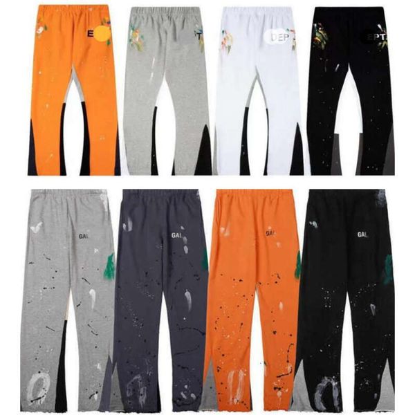 

fashion designer men's pants galleries sweatpants depts speckled letter print men's women's couple loose versatile casual pan, Black