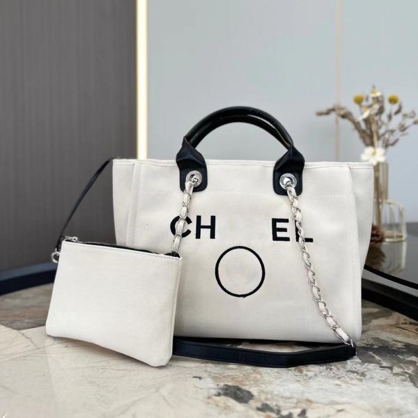 

luxury tote bag womens designer handbag beach bag for women channel with chain handbags large shopping bag cotton fabric bags purse crossbod
