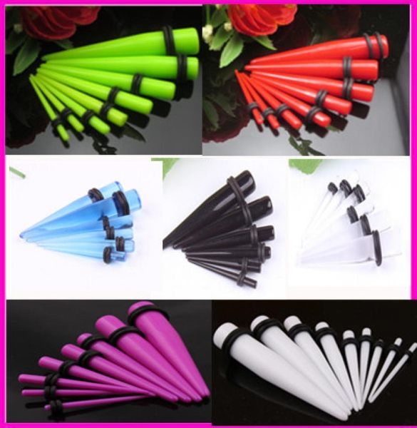 

fake ear piercing p14 100pcs mix size mix style acrylic body jewelry ear taper expander flesh ear plug piercing1507295, Silver