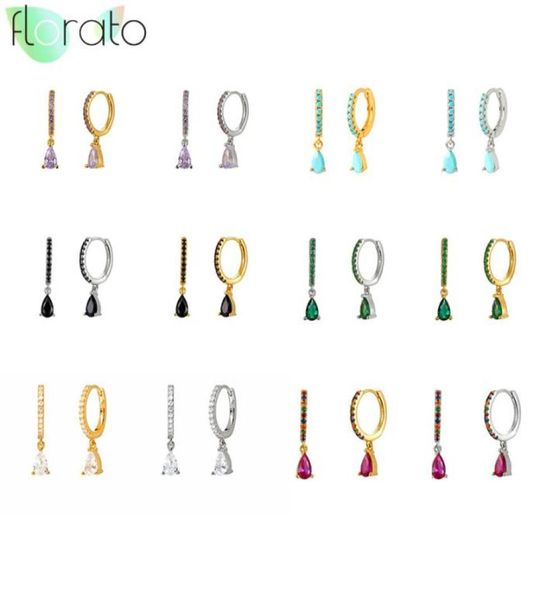 

colorful cz crystal hoop earrings set 925 sterling silver huggies earrings for women skinny rainbow classic charming9477805, Golden;silver