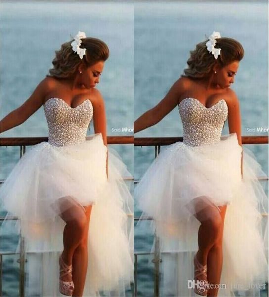 

sweetheart crystal beads wedding dresses puffy tulle skirt fashion full pearls formal pageant party gowns beach bridal gowns vesti5787872, White