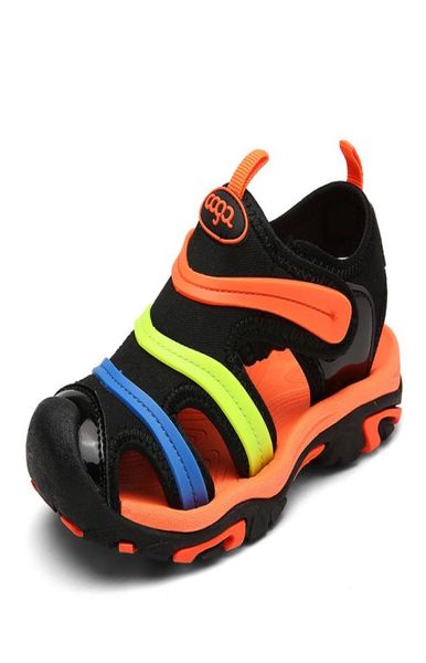 

kids summer sandals new designer children flats breathable antislippery boys girls closed toe slippers sandalias fashion shoes8614944, Black;red
