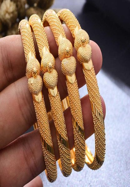 

4pcslot dubai heart wedding gold color bangles for women girls bride ethiopian bracelet africa bangles arab jewelry gold charm q03496099, Black