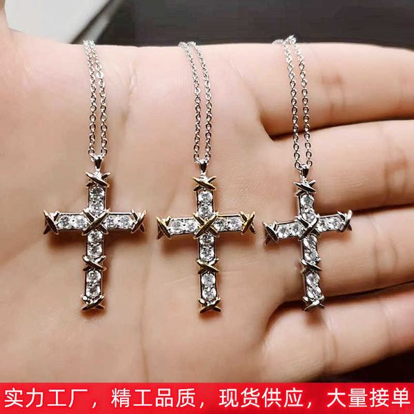 

designer new ay cross necklace women's 18k gold plated diamond dual color pendant full collar chain, Black