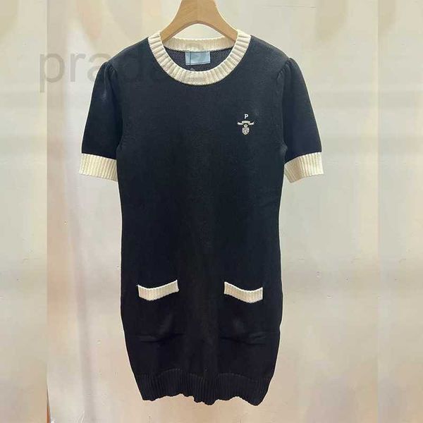 

basic & casual dresses designer causal dress womens summer knit tee shirt fashion letters pattern long woman short sleeve clothes 5a quality, Black;gray