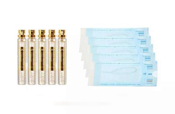 

5pcs 24k gold face serum for mesotherpay gun with 5pcs active collagen silk thread facial essence antiaging smoothing firming moi4247266, Black;white
