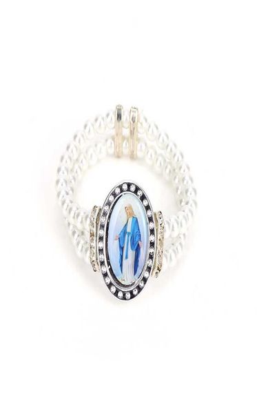 

pearl central rosary sacred heart virgin mary bracelet crystal jesus sacred heart religious center gift4640209, Black