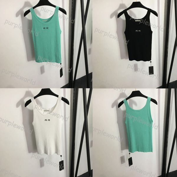 

womens short t shirt vest regular short 3 color cotton knitwear designer embroidered knitted sports breathable yoga vest top, White