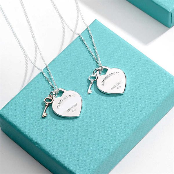 

high version 925 sterling silver tiffay swde light luxury niche key large size love pendant collarbone chain necklace women's high-end