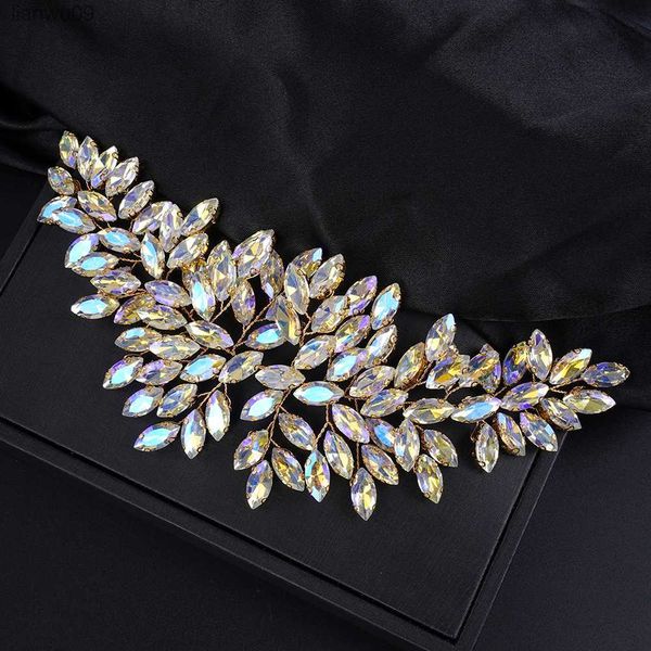 

luxury elegant rhinestone headpieces for wedding headdress handmade bridal headband party prom tiara bridesmaid hair accessories l230704, White;golden