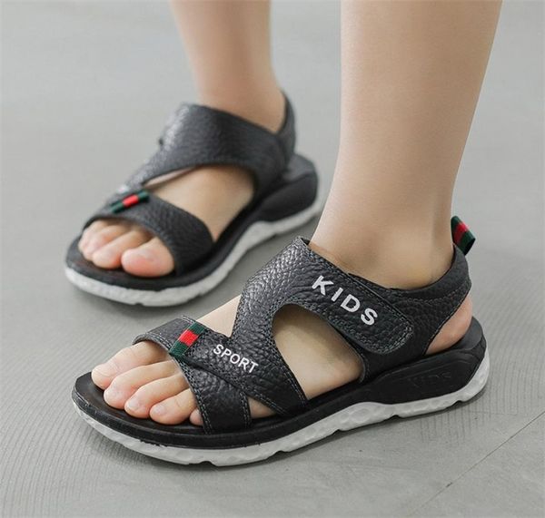 

children shoes 2021 summer new fashion children039s boy039s geniune leather sandals soft bottom nonslip casual children035936059, Black;red