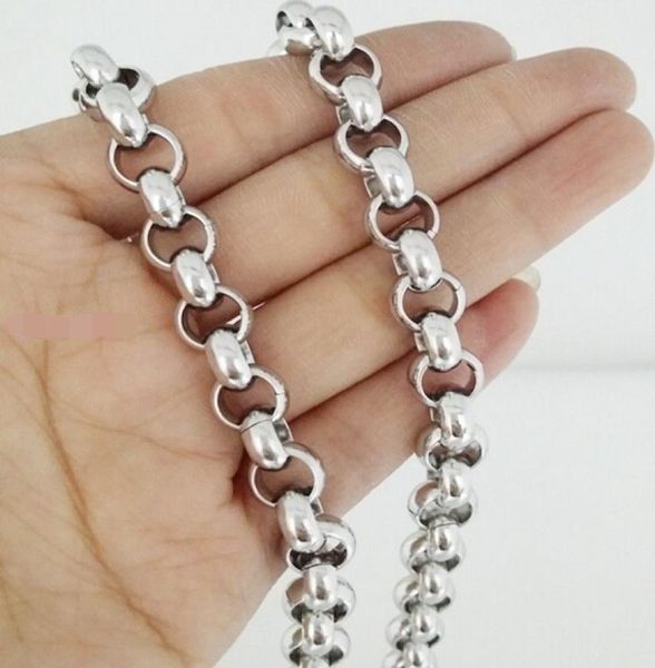 

1803903932039039 choose the lenght stainless steel huge heavy smooth rolo chain necklace chain 8mm 10mm shiny for co5639203, Silver