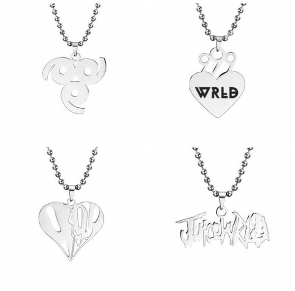 

pendant necklaces 2021 fashion heart rapper juice wrld necklace beaded chain stainless steel 999 gift for men fans jewelry7076472, Silver