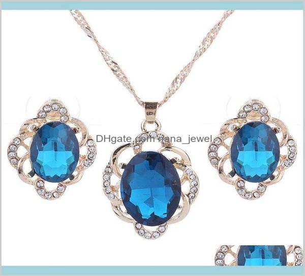 

necklace sets bridal crystal pendants necklaces earrings engagement wedding party jewelry set drop delivery 2021 c28l63879339, Silver