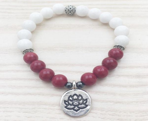 

sn1102 rose jade women bracelet white jade bracelet tierra cast lotus charm yoga meditation mala beaded jade bracelet gifts for he3975589, Black