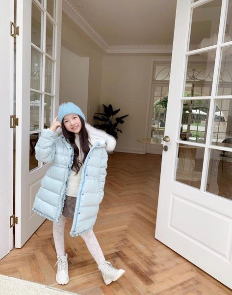

winter long thick down coat for girl clothes hooded parka real fur toddler jacket kids snowsuit outerwear clothing3910644, Blue;gray