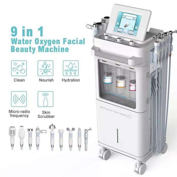 

9 in 1 hydro facial hydra ultrasound rf aqua skin scrubber facial machine deep cleaning skin care hydro facial skin bubble machine