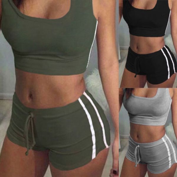 

women's shorts 2pcs fashion women sports suit crop horts outfit workout sportwear summer 230717, White;black