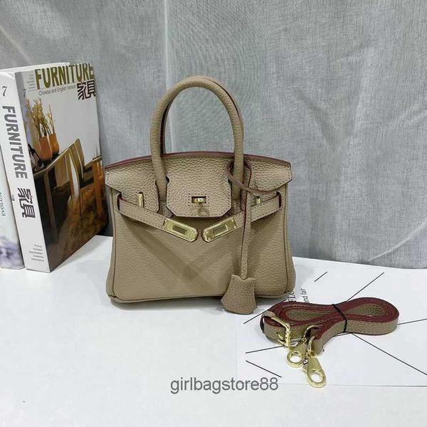 

portable classic bag birkins totes lady designer bags h head leather litchi pattern 20cm fashion mini buckle women's small tote cutie h