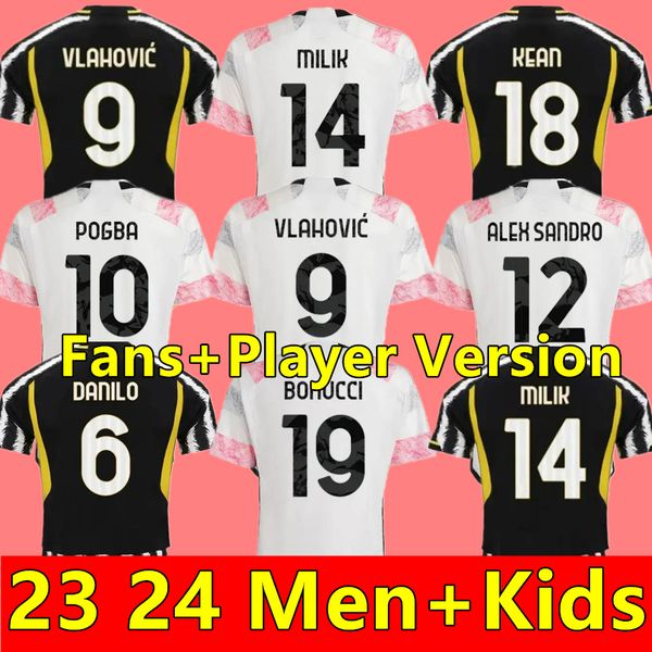 

fans player soccer jerseys 2024 home away milik di maria vlahovic kean pogba chiesa mckennie locatelli jerseys 23 24 kits men and kids unifo, White;black