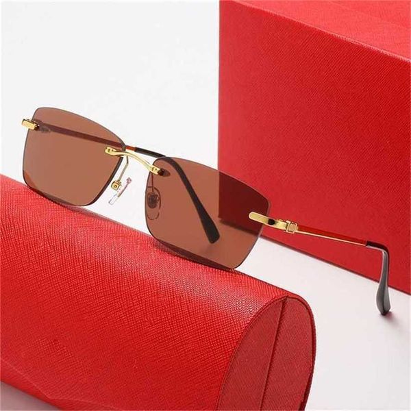 

sunglasses 2023 designer new men's frameless metal leg fashion personality simple trend net red wind flat mirrorkajia new, White;black