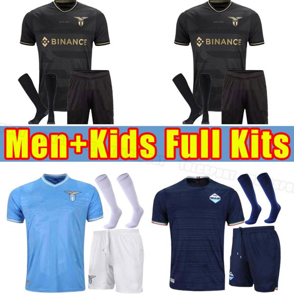 

full set socks 23 24 lazio soccer jerseys football shirt pedro black luis alberto immobile sergej men home away men kids child 2023 2024 10t, Black;yellow
