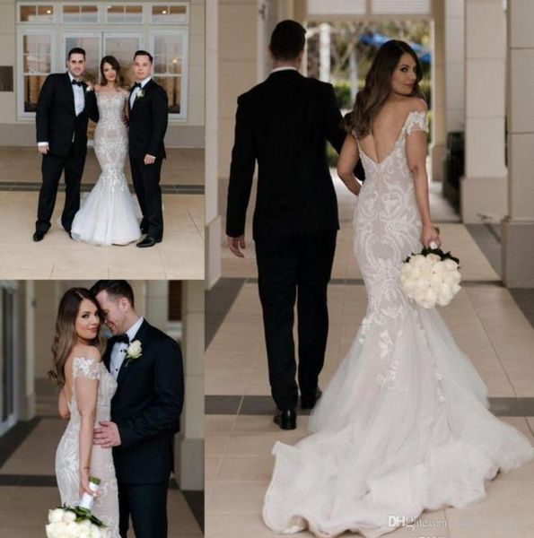 

2019 new off shoulders lace appliques mermaid wedding dress vintage backless long garden bridal gown plus size custom made4883927, White