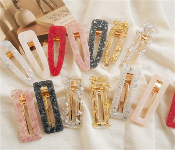 

girls hollow tin foil sequins hair clip kids womens acrylic waterdrop rectangle hairpins barrettes headwear hn4854741755, Slivery;white