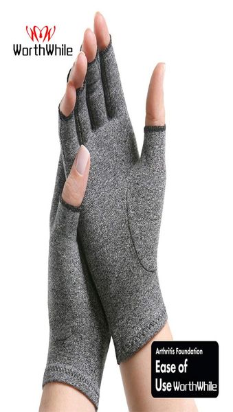 

worthwhile 1 pair compression arthritis gloves wrist support cotton joint pain relief hand brace women men therapy wristband6311528, Black;red